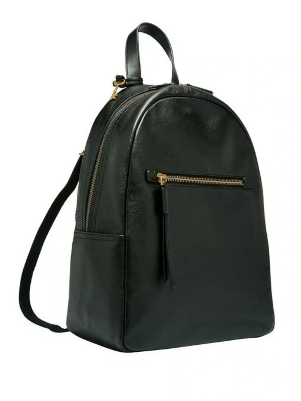 Fossil Black Leather Backpack with Gold Hardware